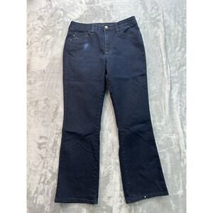 Lee Jeans Womens Sz 10 Petite Dark Blue Bootcut Stretch Denim Western Cowgirl